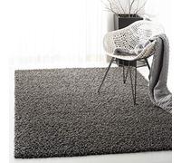 SAFAVIEH Tappeto Shag per Soggiorno, Sala da pranzo, Camera da letto - Athens Shag Collection, A Pelo Lungo, Grigio scuro, 122 X 183 cm