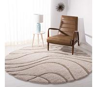 Safavieh Tappeto Shag per soggiorno, sala da pranzo, camera da letto, collezione Florida Shag, tappeto a pelo lungo, crema e beige, 122 x 122 cm