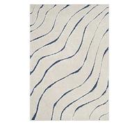 SAFAVIEH Tappeto Shag per Soggiorno, Sala da pranzo, Camera da letto - Florida Shag Collection, A Pelo Lungo, Crema e blu, 99 X 160 cm