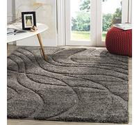 SAFAVIEH Tappeto Shag per Soggiorno, Sala da pranzo, Camera da letto - Florida Shag Collection, A Pelo Lungo, Grigio e Grigio, 160 X 229 cm