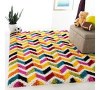 SAFAVIEH Tappeto Shag per Soggiorno, Sala da pranzo, Camera da letto - Kids Shag Collection, A Pelo Lungo, Avorio e Multi, 160 X 229 cm