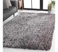 SAFAVIEH Tappeto Shag per Soggiorno, Sala da pranzo, Camera da letto - New Orleans Shag Collection, A Pelo Lungo, Platino e avorio, 122 X 183 cm