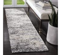 Safavieh Tappeto shaggy, stile marocchino, per soggiorno, sala da pranzo, camera da letto, collezione Berber Shag, a pelo corto, 61 x 244 cm, colore: grigio e crema