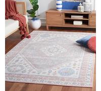 Safavieh Tappeto tradizionale lavabile in lavatrice e antiscivolo, ideale per aree ad alto traffico - Arizona Collection, pelo corto, Marfil e Azul, 160 x 229 cm