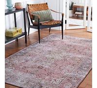 Safavieh Tappeto tradizionale lavabile in lavatrice e antiscivolo, ideale per aree ad alto traffico - Tucson Collection, pelo corto, beige e grigio, 120 x 120 cm
