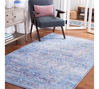 Safavieh Tappeto tradizionale lavabile in lavatrice e antiscivolo, ideale per aree ad alto traffico - Tucson Collection, pelo corto, beige e grigio, 120 x 120 cm
