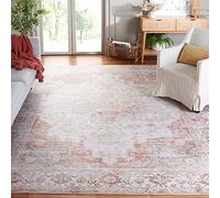 Safavieh Tappeto tradizionale, lavabile in lavatrice e antiscivolo, per le zone a forte passaggio, Tucson Collection, tappeto a pelo corto, grigio chiaro e ruggine, 247 x 365 cm