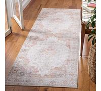 Safavieh Tappeto tradizionale, lavabile in lavatrice e antiscivolo, per le zone a forte passaggio, Tucson Collection, tappeto a pelo corto, grigio chiaro e ruggine, 76 x 305 cm