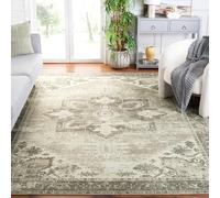 Safavieh Tappeto Tradizionale Ottimale per Zone ad Alto Traffico, Lavabile in Lavatrice e Antiscivolo, Collezione Tucson, Pelo Corto in Salvia e Avorio, 200 x 300 cm