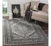 SAFAVIEH Tappeto Tradizionale per Soggiorno, Sala da pranzo, Camera da letto - Adirondack Collection, A Pelo Corto, Argento e Nero, 155 X 229 cm