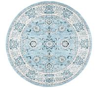 SAFAVIEH Tappeto tradizionale per soggiorno, sala da pranzo, camera da letto, collezione Isabella, pelo corto, azzurro e crema, 160 x 160 cm