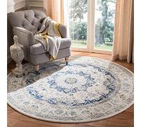 Safavieh Tappeto Tradizionale per Soggiorno, Sala da Pranzo, Camera da Letto - Evoke Collection, A Pelo Corto, Avorio e Blu, 200 x 200 cm