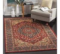 SAFAVIEH Tappeto Tradizionale per Soggiorno, Sala da pranzo, Camera da letto - Mahal Collection, A Pelo Corto, Blu Marino e rosso, 155 X 231 cm