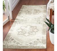 Safavieh Tappeto tradizionale persiano lavabile in lavatrice e antiscivolo, ideale per aree trafficate, collezione Tucson, pelo corto, salvia e avorio, 180 x 76 cm