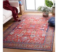 Safavieh Tappeto Tradizionale Rug Ideale per aree ad alto passaggio - Lavabile in Lavatrice e Antiscivolo - Tucson Collection, A Pelo Corto, in Rosso e Blu, 152 X 244 cm