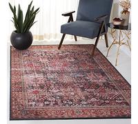 Safavieh Tappeto Tradizionale Rug Ideale per aree ad alto passaggio - Lavabile in Lavatrice e Antiscivolo - Tucson Collection, A Pelo Corto, in Rosso e Verde, 91 X 152 cm