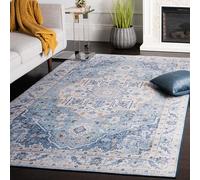 Safavieh Tappeto Tradizionale Rug Ideale per aree ad alto passaggio - Lavabile in Lavatrice e Antiscivolo - Tucson Collection, A Pelo Corto, in Azzurro Chiaro e Blu, 91 X 152 cm