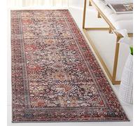 SAFAVIEH Tappeto tradizionale Rug, ideale per zone ad alto passaggio, lavabile in lavatrice e antiscivolo, collezione Tucson, tappeto a pelo corto, in blu navy e ruggine, 76 x 183 cm