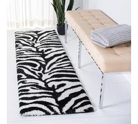 Safavieh Tappeto Zottelig per soggiorno, sala da pranzo, camera da letto, Florida Shag Collection, pelo alto, avorio e nero, 122 x 183 cm