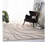 Safavieh Tappeto Zottelig per soggiorno, sala da pranzo, camera da letto, Florida Shag Collection, pelo alto, crema e beige, 122 x 122 cm
