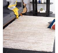 Safavieh Tappeto Zottelig per soggiorno, sala da pranzo, camera da letto, Lindsay Collection, pelo corto, beige, 183 x 274 cm