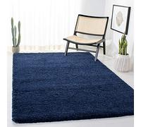 Safavieh Tappeto Zottelig per soggiorno, sala da pranzo, camera da letto, Milan Shag Collection, pelo alto, blu marino, 91 x 91 cm