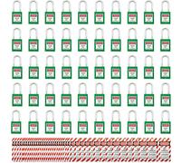 SAFBY 50 serrature con chiave diverse per tagout con 50 etichette di blocco, lucchetti sicuri per bloccare le stazioni di tag out e dispositivi (1-50 verde)