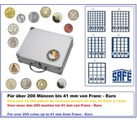SAFE-239-Valigetta Monete Belgio MIX 6 Tableaux MIX Fino A 41 Mm Per 214 Monete