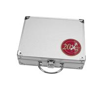 SAFE 243 Valigetta in Alluminio per 120 Monete da 20 Euro | con 6 Vassoi in Velluto Ø 34 mm e 100 Capsule | Custodia Sicura con Serratura e Maniglia | 250 × 215 × 70 mm