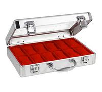 ALU Valigetta Orologi Classico Argento 12 scomparti Rosso Safe 265-1 280x200x80