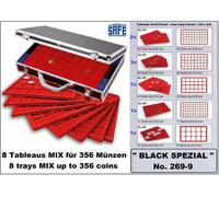 SAFE-269-9 Münzkoffer-alu-black-special 8-Tableaus Per 356 Monete Fino 50mm