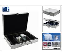 SAFE-548-Valigetta Monete Per 100 Look Plaza Münzkapseln 50x50mm + 2 Teilern