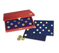 SAFE 5787 Valigia porta monete collezione premium in legno | con 3 vassoi 72 monete da 2 Euro in capsule | Per monete commemorativi, monete euro da collezione