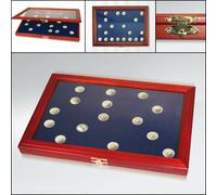 Holz-Münzvitrine 40-runde-Fächer-26mm Blu Inserto Ideale per Safe 5868