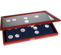 Holz-Münzvitrine 40-runde-Fächer-26mm Blu Inserto Ideale per Safe 5868