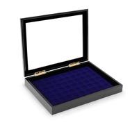 SAFE 5925 Vetrina in Legno per 60 Capsule di Champagne o Birra - Nero Laccato Lucido - Vetro Magnetico - Montaggio a Parete - 375 × 260 × 38 mm