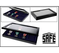 SAFE-5926-Vetrina Nero Lucido Ottica 8 Scomparti Inserto Blu In Velluto