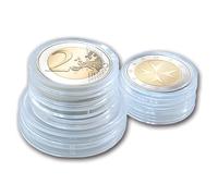SAFE 6726 - Set 25 Capsule Protettive Ø 26 mm per Monete da 2 Euro - Polistirene Trasparente con Bordo di Presa - Protezione Anti-Graffio