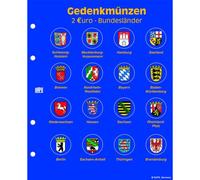 SAFE 7827 Foglio aggiuntivo TOPset per 16 Monete da 2 Euro Länder - con Stampa illustrata a Colori - Sistema Senza Capsule - per Album a 4 Anelli