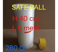 SAFE BALL PELLA'S FOGLIO DI PLURIBALL 115 40cm x 6 metri +NASTRO ADESIVO GIALLO 50mmx66m .BOLLE ARIA PROTEGGI TUTTO -TRASLOCO-CONFEZIONAMENTO-ANTIURTO