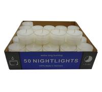 safe candle Nightlights - Set di 50 candele tealight in policarbonato trasparente, 8 ore di combustione