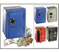 Safe Cassaforte Salvadanaio Metallo Blu Serratura Combinazione 18x12x10cm