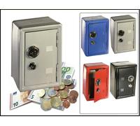 Safe Cassaforte Salvadanaio Metallo Blu Serratura Combinazione 18x12x10cm