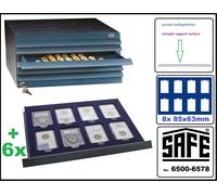 Münzen-SAFE-Holz-Möbelelement-6500-6545-6x-Schuber-45mm-Für 168 Monete Medaglie