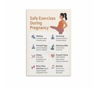 Safe Pregnancy Workout Chart Exercise Guide for Mom to Be Maternity Fitness Poster Wall Decor(Unframed,08x12inch(20x30cm))