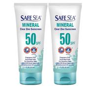 Safe Sea Protezione solare all'ossido di zinco LSF50 | Protezione solare minerale trasparente per il viso senza colata | Lozione protettiva antimeduse | Antibarriera corallina | Dimensioni da viaggio