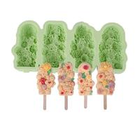 Safe Silicone Ice Lolly Maker with Detachable Stick Creative 4 Compartments Popsicles Tray Ice Cream Making Molds Food Grade Popsicles Molds Dishwasher Safe