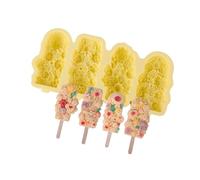 Safe Silicone Ice Lolly Maker with Detachable Stick Creative 4 Compartments Popsicles Tray Ice Cream Making Molds Food Grade Popsicles Molds Dishwasher Safe