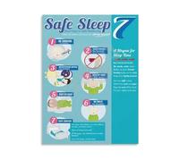 Safe Sleep Seven Chart Poster Infant Sleeping Safety Guide Wall Art Canvas Painting for Nursery Decor Home Decor Educational Baby Safety Print(Framed,16x24inch(40x60cm))