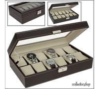 SAFE VALIGETTA BOX SCATOLA CUSTODIA PORTAOROLOGI MARONE SCURO PER 12 OROLOGI